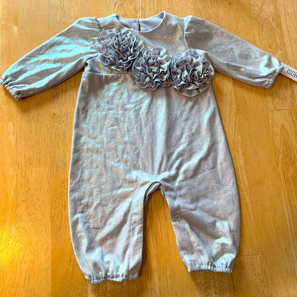 Baby girl precious dressy one piece with lovely flowers and silky feel